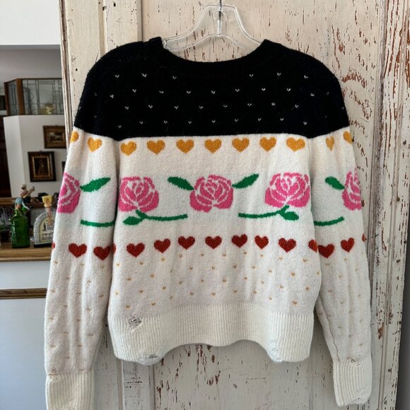 WILDFOX ROSE FAIR ISLE DISTRESSED SWEATER - Picture 7 of 9